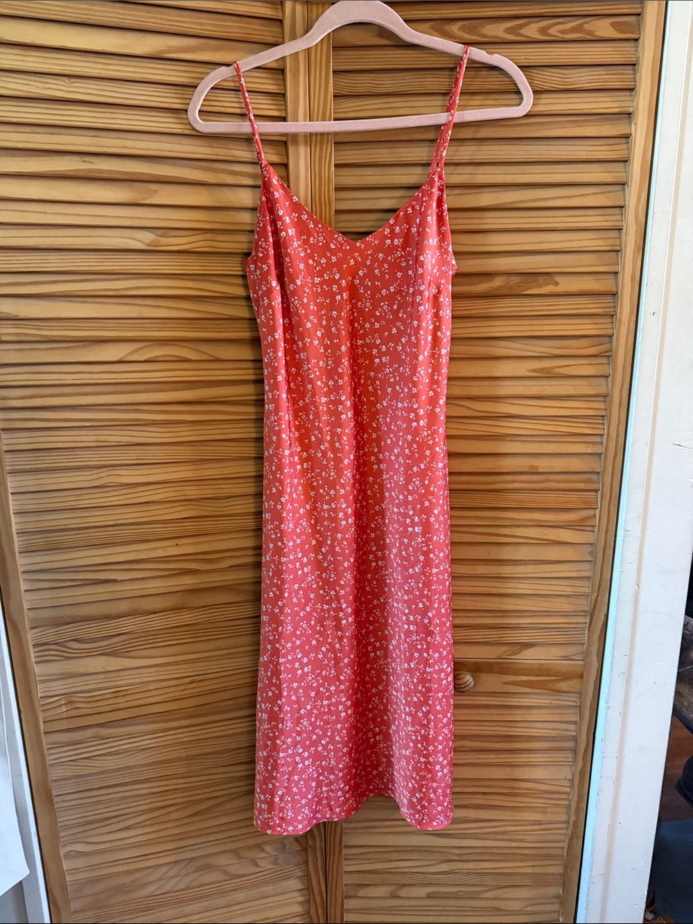 Forever 21 Coral Floral Slip Midi Dress